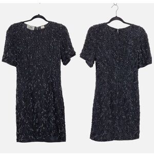 Niteline Vintage Silk Sequin Beaded Swirl Design Cocktail Dress